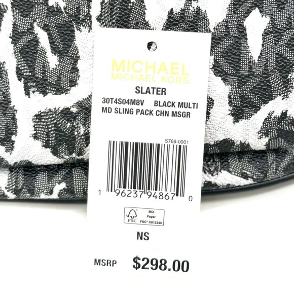 Michael Kors Medium Slater Sling Pack Chain Messenger Crossbody Bag Black Multi - Picture 11 of 11